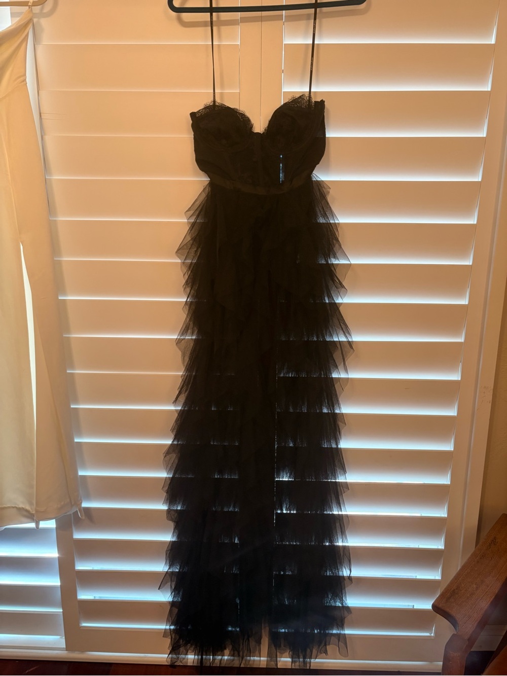 For Love And Lemons Black Tiered Lace & Tulle Maxi Dress